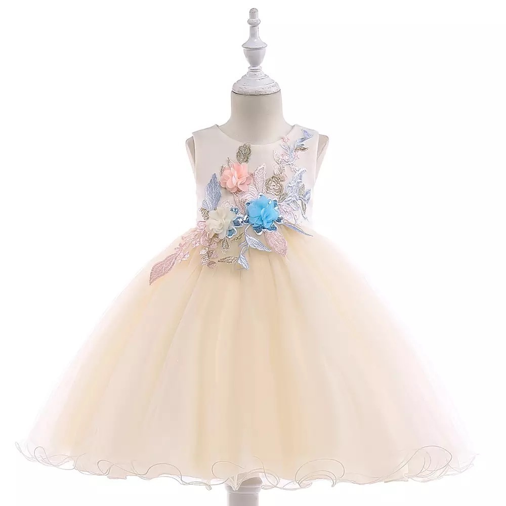 Fancy Embroidered Flower Wedding Birthday Dress - Picture 1 of 3